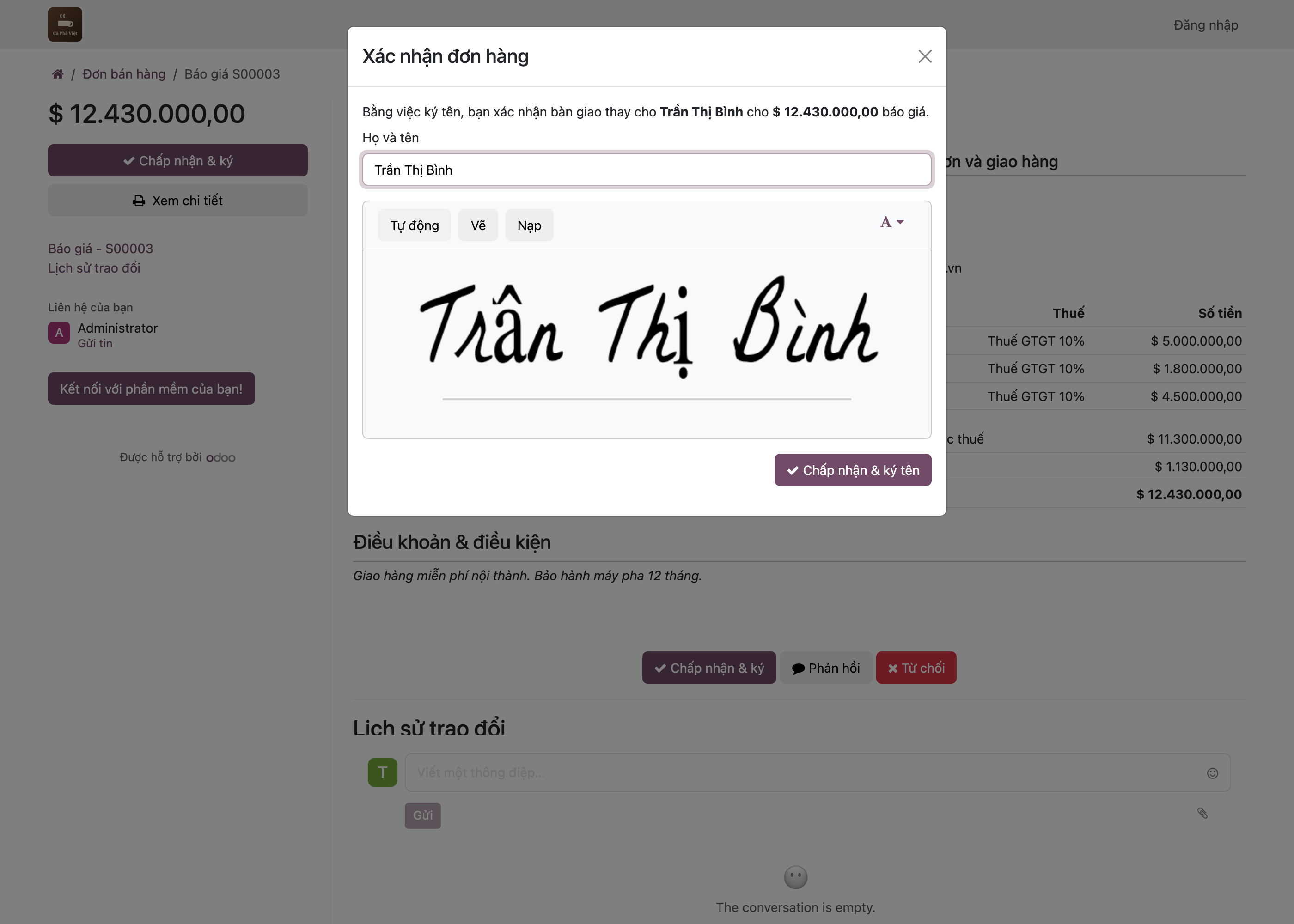 Hộp thoại ký tên online